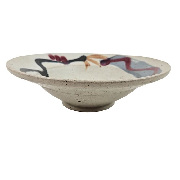 Handmade Ceramic Bowl Abstract Design 10in Rustic Pottery Decor Artisan Crafted - Picture 7 of 10